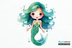 Cute Mermaid Watercolor PNG Clipart Product Image 1