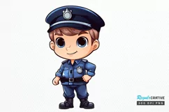 Cute Police Officer Boy PNG Clipart Product Image 1