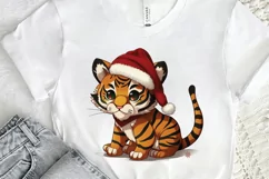 Watercolor Christmas Cute Tiger PNG Clipart Product Image 2