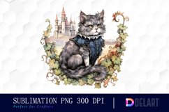 Watercolor Gothic Cat Clipart Fun Product Image 1