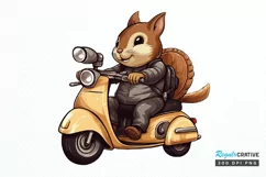 Squirrel Riding A Motorbike PNG Clipart Product Image 1