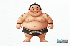 Funny Japanese Sumo Wrestler PNG Clipart Product Image 1
