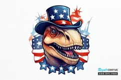Funny 4th of July T-rex Sublimation PNG Clipart Product Image 1