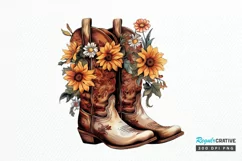 Western Floral Boots Sublimation PNG Clipart Product Image 1