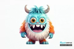 Cute Monster Watercolor Sublimation PNG Clipart Product Image 1