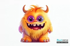 Cute Monster Watercolor Sublimation PNG Clipart Product Image 1