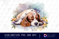 Lazy-Dog Sleeping Watercolor Clipart Design Product Image 1