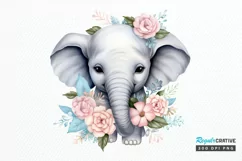 Flower Baby Elephant Sublimation PNG Clipart Product Image 1