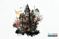 Watercolor Gothic House Clipart PNG Clipart Product Image 1
