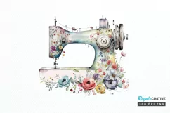 Watercolor Floral Sewing Machines PNG Clipart Product Image 1