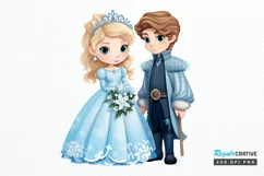 Cute Snow Princess and Prince PNG Clipart Product Image 1