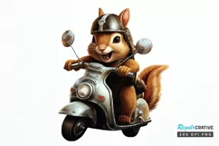 Squirrel Riding A Motorbike PNG Clipart Product Image 1