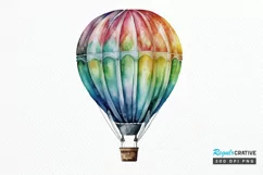Watercolor Hot Air Balloon PNG Clipart Product Image 1