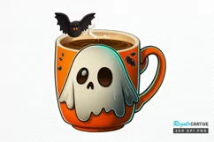 Cute And Creepy Mug Halloween Sticker PNG Clipart Product Image 1