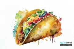 Watercolor Taco clipart png clipart Product Image 1