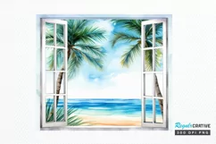 Ocean Window Watercolor PNG Clipart Product Image 1