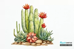 Cactus House Watercolor Sublimation PNG Clipart Product Image 1