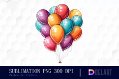 Watercolor Colorful Birthday Balloon Clipart Fun Product Image 1