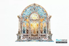 Stained Glass Old Building Sublimation PNG Clipart Product Image 1