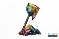 Watercolor Miner Pick Shovel PNG Clipart Product Image 1