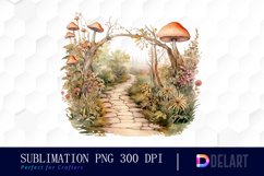 Watercolor Halloween Garden Path Sublimation Clipart Product Image 1
