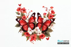 Floral Red Butterfly Couple PNG Clipart Product Image 1