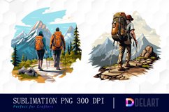 Hiking Watercolor Sublimation Clipart PNG Product Image 1