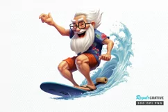 Funny Grandpa Surfing PNG Clipart Product Image 1