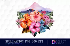 Hawaii Mountain Flower Watercolor Clipart PNG Product Image 1