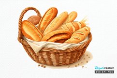 Bread Basket Watercolor Sublimation PNG Clipart Product Image 1