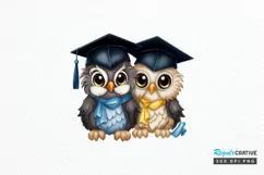 Graduation Owl Friends Sublimation PNG Clipart Product Image 1