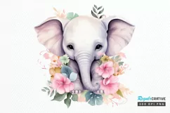 Flower Baby Elephant Sublimation PNG Clipart Product Image 1