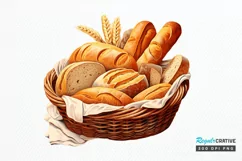 Bread Basket Watercolor Sublimation PNG Clipart Product Image 1