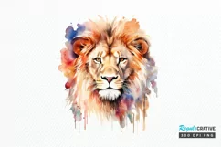 Watercolor Lion Wall Art PNG Clipart Product Image 1