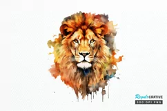 Watercolor Lion Wall Art PNG Clipart Product Image 1
