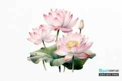 Lotus Flowers Watercolor Sublimation PNG Clipart Product Image 1