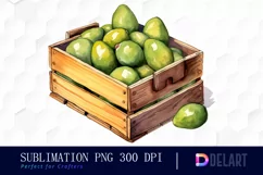 Wooden Crate with Avocados Clipart PNG Product Image 1