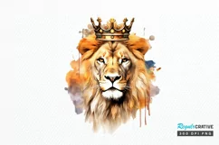 Watercolor King Lion Sublimation PNG Clipart Product Image 1