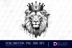 Watercolor Black and White Tattoo Lion Clipart Fun Product Image 1
