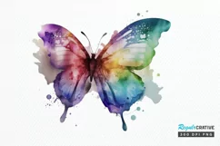 Watercolor Rainbow Butterflie PNG Clipa Product Image 1