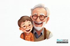 Happy Grandpa and Grandson PNG Clipart Product Image 1