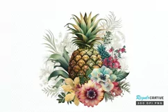 Pineapple with Tropical Floral png clipart Product Image 1