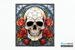 Flower Skull Stained Glass Sublimation PNG Clipart Product Image 1