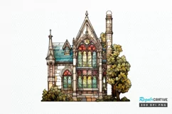 Stained Glass Old Building Sublimation PNG Clipart Product Image 1
