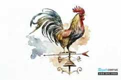 Watercolor Cockerel Wind Vane PNG Clipart Product Image 1