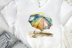 Watercolor Beach Umbrella PNG Clipart Product Image 2