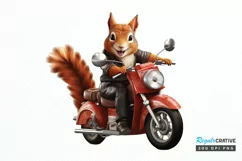 Squirrel Riding A Motorbike PNG Clipart Product Image 1