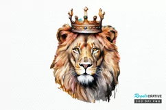Watercolor King Lion Sublimation PNG Clipart Product Image 1