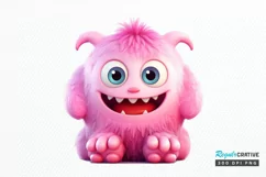 Cute Monster Watercolor Sublimation PNG Clipart Product Image 1
