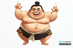 Funny Japanese Sumo Wrestler PNG Clipart Product Image 1